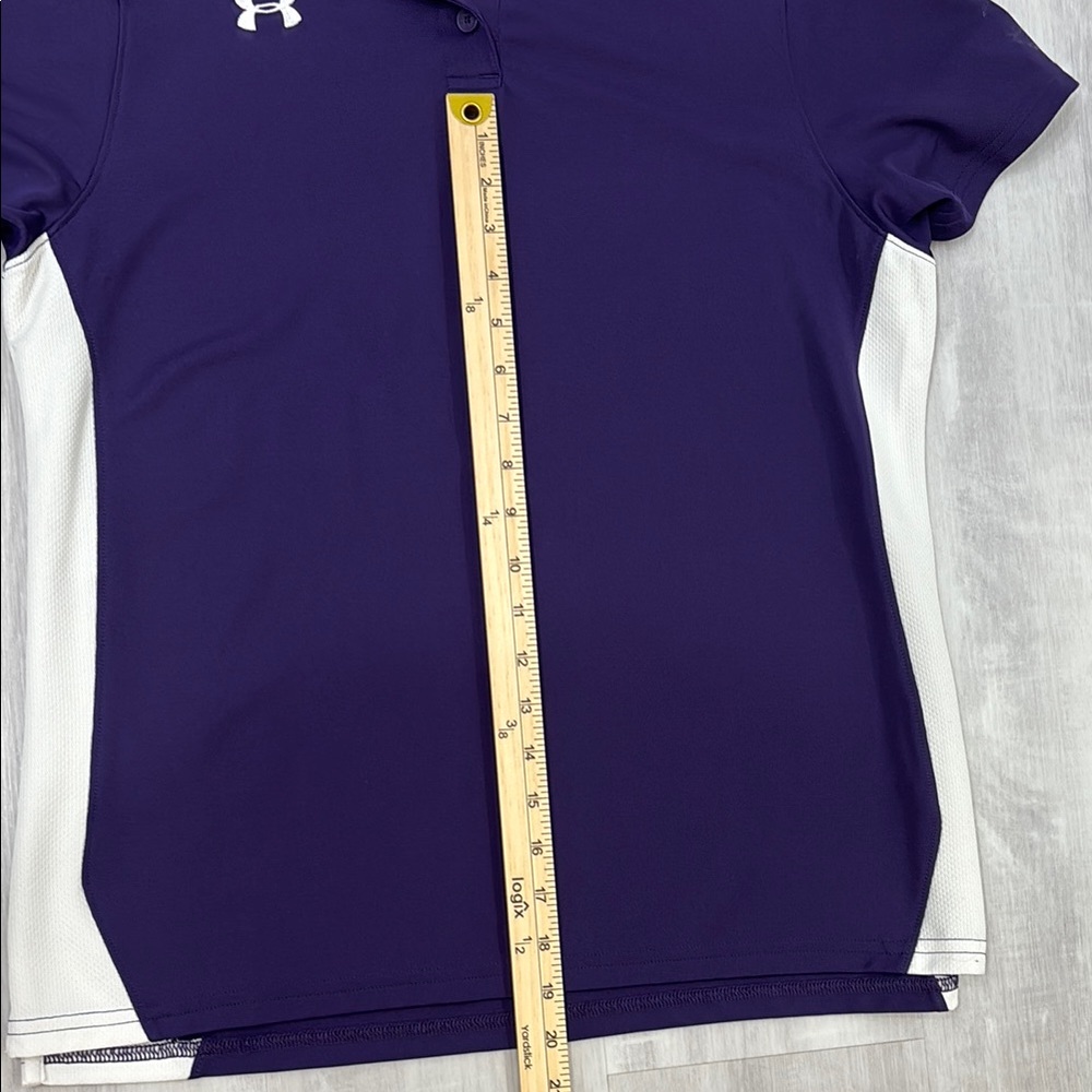 Under Armour Heat Gear Loose Fit Dark Purple and White Polo - Picture 5 of 5
